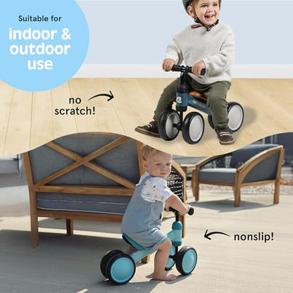 Retrospec Cricket Baby Balance Bike, 4-Wheel Ride-On Toy for Ages 12-24 Months – First Bike & Toddler Bike for 1 Year Old Boys & Girls, First Birthday Gift - color: Matcha Bloom