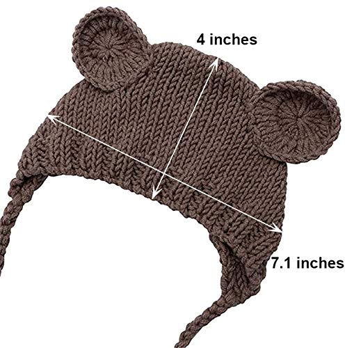 ECYC Newborn Baby Bear Hat Beanie with Bear Dolls Photography Accessories,Brown - color: Brown