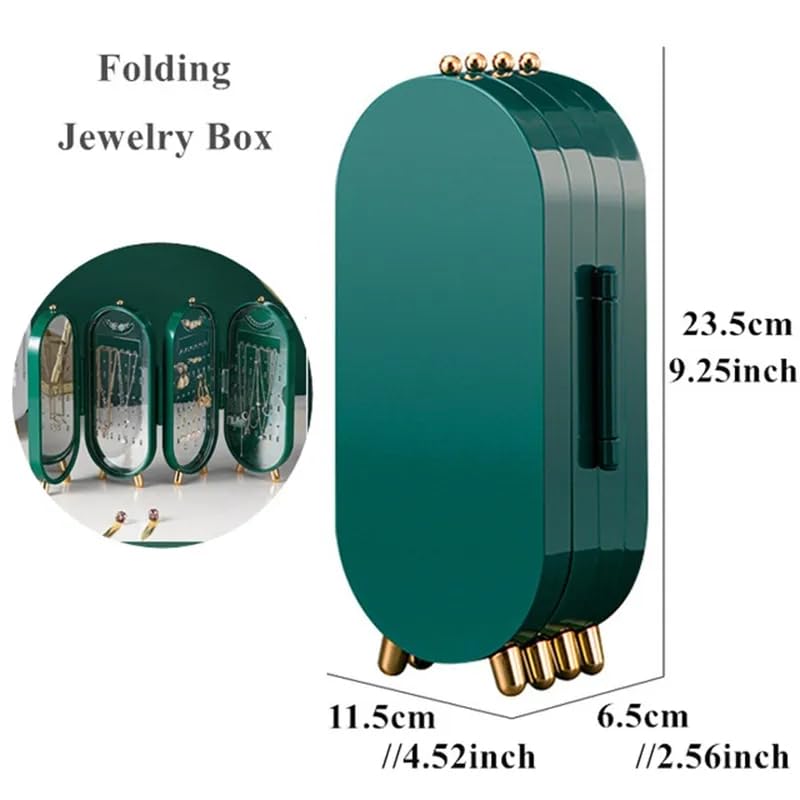 Tvoip Earring Organizer Stand，4-Layer Small Foldable Dustproof Jewelry Holder with 153 Holes For Women Earrings, Earring Backs, Necklaces,Display Jewelry Organizer (Green) - color: Green