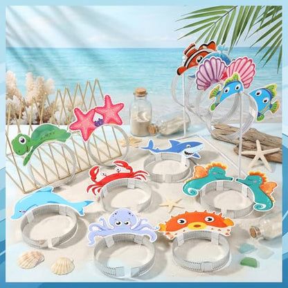 Blosssound 12 Pcs Sea Animal Headbands Ocean Party Favor Gift Under The Sea Paper Headand Ocean Animals Headwear for Beach Summer Costume Accessories Birthday Photo Prop Decoration Supplies - style: Sea Animal