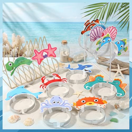 Blosssound 12 Pcs Sea Animal Headbands Ocean Party Favor Gift Under The Sea Paper Headand Ocean Animals Headwear for Beach Summer Costume Accessories Birthday Photo Prop Decoration Supplies - style: Sea Animal