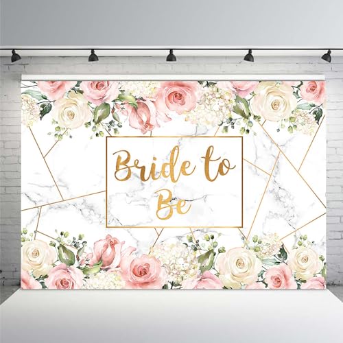 MEHOFOND Bride to Be Marble Backdrop Bridal Shower Miss to Mrs Wedding Party Supplies White Blush Pink Floral Photobooth Girls Bachelorette Engagement Photography Background Banner 10x7ft - size: 10x7ft