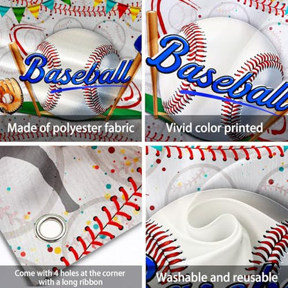 Baseball Birthday Backdrop Baseball Sports Theme Photography Background Sport Themed Party Decorations Banner for Baby Shower Kids Boys Teenager Photo Booth Studio Props 10x7ft FU052DX - size: 10x7ft