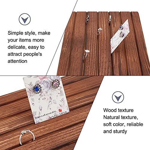 NBEADS Wood Earring Display Stands, 6 Slots Brown Jewelry Earring Ring Display Holder Wood Earring Card Holder Business Card Holder Display for Home Office Retail Store, 10.8x6.69 - color: 6 Slots Wooden Brown 10.8x6.69"