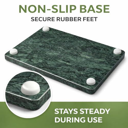 Marble Cheese and Pastry Board 16 x 12 Inch – Natural Carrara Marble Cutting Board and Serving Tray for Dough, Bread, Pizza, Charcuterie – Heavy, Non-Slip, Gift-Ready. - color: Green, size: 16"L x 12"W