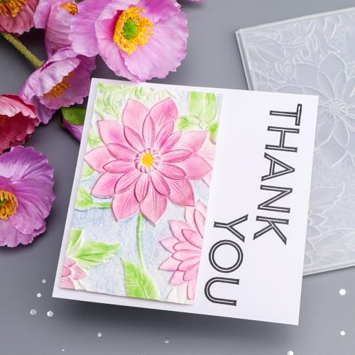 Briartw 3D Embossing Folder for Card Making Adding Textured Detail to Paper Crafting 6.3x4.5inch Clear Texture Plate Perfect for Heavyweight Cardstock (≥250gsm/92lb),Blooming Flowers Texture Template - color: Blooming Flowers