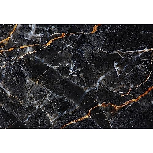 Laeacco 8x6ft Marble Texture Backdrop Black and Gold Marble Stone Texture Golden Cracks Photography Background for Man Woman Birthday Party Supplies Cake Table Decoration Banner Photo Booth Props - size: 8x6ft