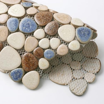 Parrotile Yosemite Matte Pebble Stone Tiles for Shower Floor Bathroom Mosaic Tile Extremely Non Slip [5 Sheets] - color: Matte Yosemite