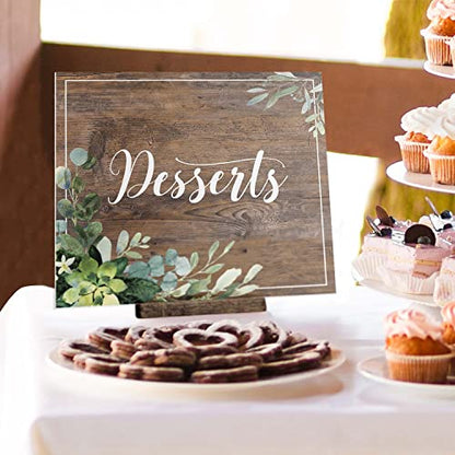 Lush Greenery Desserts Sign / 8" x 9" Rustic Wedding Event/Greenery Faux Wood Table Top Dessert Sign/Sweets And Treats Event/Made In The USA - color: Lush Greenery, style: Desserts