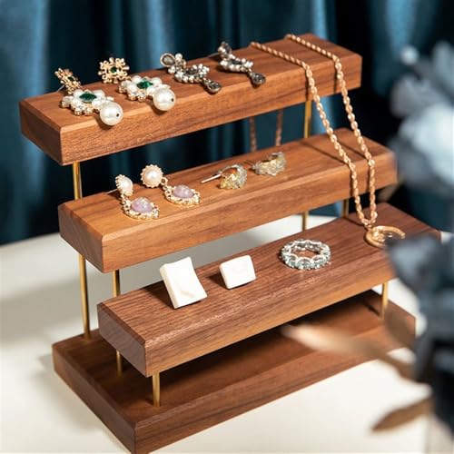 Jewelry Towers Creative Light Luxury Walnut Jewelry Rack Jewelry Display Props Jewelry Display Rack Earrings Square Ladder Shelf Jewellery Stand Display