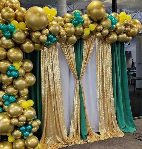 Gold Sequin Backdrop Curtains Glitter Drapes 2FTx8FT 4 Panels for Wedding Birthday Party Decorations Bridal Baby Shower Party Supplies Sparkly Photography Background - color: Gold, size: 2FTx8FT-4PCS