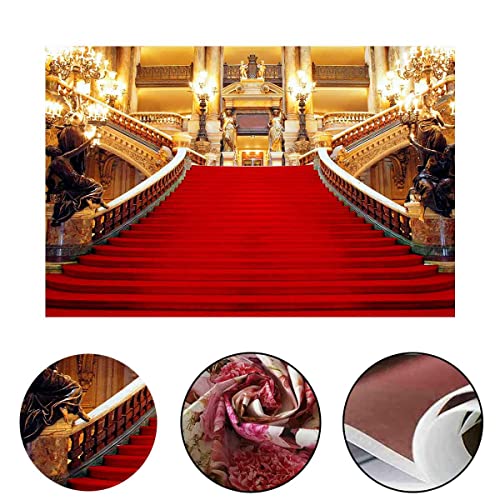 Red Carpet Backdrop, Golden Palace Gorgeous European Hall Photo Backdrop, Vinyl 10x8ft Prom Picture Photo Studio Props BJXTGU62 - color: Red, size: 10x8ft