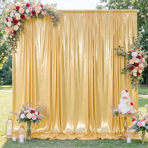 10x10FT Gold Sequin Backdrop Curtain for Party - 2 Panels 5x10FT Wrinkle-Free Shimmer Drapes for Birthday, Wedding, Christmas, Decorations & Photography - color: Gold, size: 5FT x 10FT(2 panels)