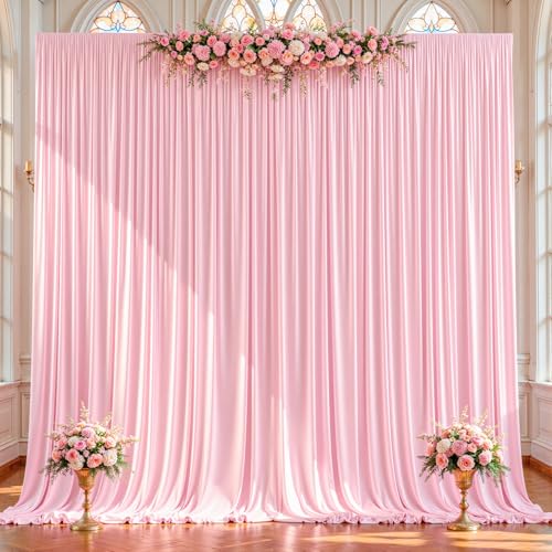 2 Panles Baby Pink Backdrop Curtains - Wrinkle Free Fabric Backdrop Curtain for Photoshoot, 10FT Wedding Party Photo Backdrop Drapes for Birthday Baby Shower Photography Stage Background Decorations - color: Baby Pink, size: W4' x H10'(2 panels)