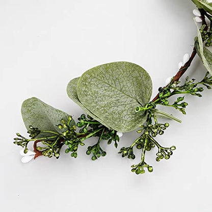 Flower Crown Greenery Boho Headband Festival Wedding Flower Girl Headpiece Wreath Photo Hair Prop Greenery Crown (Set)