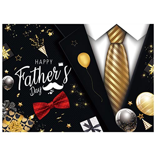 10X8FT Happy Father's Day Backdrop Gold Tie Suit Backdrop Father's Day Party Photo Backdrops for Father's Photo Booth Prop Decoration Photography Background DH-405 - size: 10X8FT