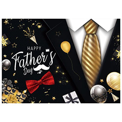 8X6FT Happy Father's Day Backdrop Gold Tie Suit Backdrop Father's Day Party Photo Backdrops for Father's Photo Booth Prop Decoration Photography Background DH-405 - size: 8X6FT