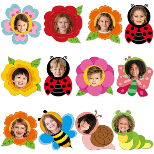 60pcs Flower Theme Cutouts Flowers Bulletin Board Decorations Colorful Floral Insect Paper Cut-Outs Classroom Decor for Boy Girl Classroom DIY Craft Photo Kindergarten Preschool Wall Door Supplies - style: Flower Insect