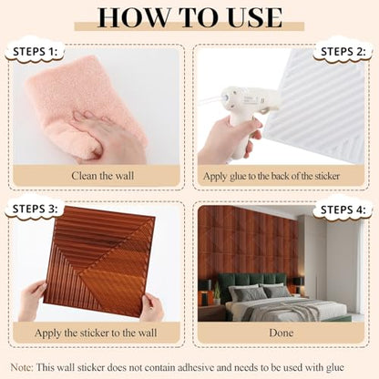 Hahafelt 20 Pack 3D Fluted Wall Panels, 12'' x 12'' Cover 20 Sq. ft, Waterproof PVC Textured Wood Grain Slat Tiles for Interior Wall Ceiling TV Background Living Room Bedroom Office Lobby Home Decor