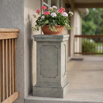 Christopher Knight Home Classic Square Flower Stand 25.75" Pedestal Plant Stand Indoor Outdoor Display Table for Ferns Orchids Sculptures with MGO Construction Brushed Finish, Light Gray - size: 25.75"