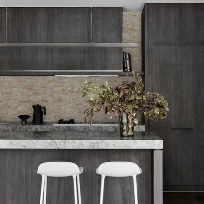 STICKGOO Peel and Stick Backsplash Tile, Stick on Backsplash for Kitchen and Bathroom, Stone Beige Marble Look PVC Mixed Metal Gold Self Adhesive Wall Tiles(Sample) - color: Stone Beige with Metal Gold
