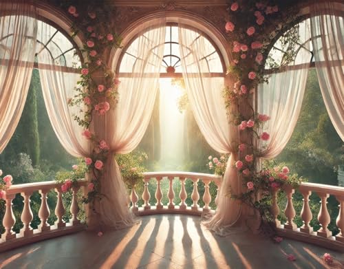 BlissYard Scenery Photography Backdrop Banner 7.5x5.9ft Garden Arched Door Wedding Decorations Engaged Theme Party Backdrop Banner Photo Shooting Props Outdoor Wedding Decorations - color: Scenery Photography Backdrop#2