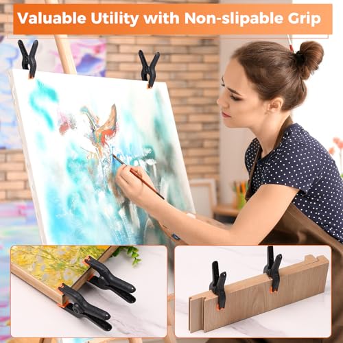Heavy Duty Spring Clamps, 3.7 Inch Small Heavy Duty Clip with 1.6 Inch Jaw Opening, Non-Slip Handle, Strong Grip Clips for Woodworking, Photography, Crafting, and DIY Projects (12 pack)