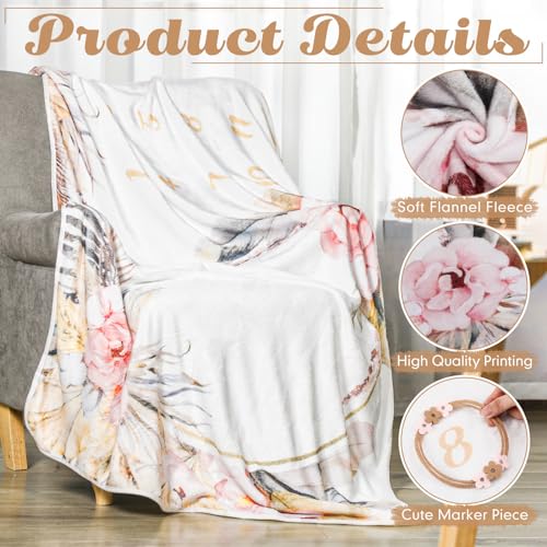 Chumia 6 Pcs Baby Monthly Milestone Blanket for Girl 60" x 40" Butterfly Milestone Blanket Age Photo Photography Backdrop with Newborn Calendar Growth Chart Bib Headband(Beigh,Boho Pattern) - color: Beigh