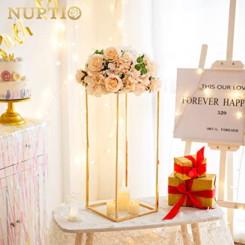Nuptio Gold Vases - 10 Pcs, 23.6 Inch Tall, Geometric, Wedding Centerpieces for Tables - color: Gold, size: 23.6 inch - 10 PCS