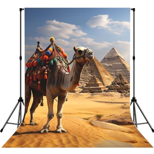 Pyramid Camel Backdrop Background for Photography 5x7ft Photobooth Professional Photo Backdrop Curtains Video Photography Studio Photo Backgrounds Banner Booth Background Screen Parties - color: Pyramid Camel