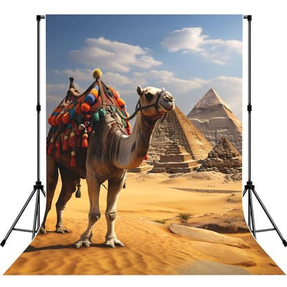 Pyramid Camel Backdrop Background for Photography 5x7ft Photobooth Professional Photo Backdrop Curtains Video Photography Studio Photo Backgrounds Banner Booth Background Screen Parties - color: Pyramid Camel