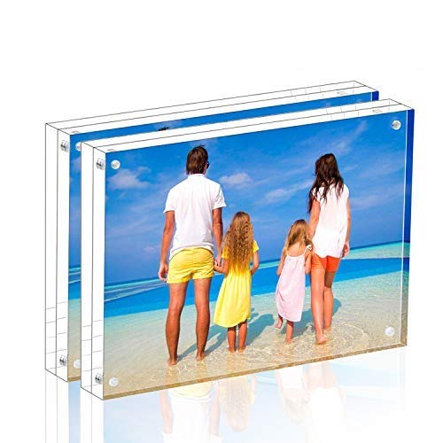 Meetu Acrylic Picture Frame 5x7 Tabletop Photo Frame Magnetic Double Sided Frame Free Standing Desktop for Display Document, Certificate, Photograph, Artwork in Office Room - size: 5x7“(2 Pack)