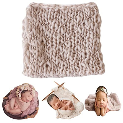 Baby Photography Props Basket Braid Wool Wrap Newborn Photo Shoot Baskets Filler Posing Stuffer Background Blanket - color: Beige