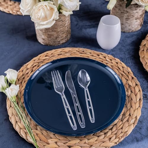 PARTY BARGAINS Emerald Settings Clear Plastic Cutlery Set 360-Piece – 180 Forks, 120 Spoons, 60 Knives – Heavy-Duty Disposable Utensils for Parties, Weddings, Buffets, BBQs & Catering – BPA Free - color: Emerald, size: 360 Pieces