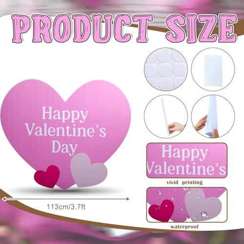 Bucherry 1 PC 3.8 ft Valentine's Day Pink Heart Cardboard Cutout Stand-up Life Size Valentine's Day Party Decoration Backdrop Photo Prop Stand up for Anniversary Wedding Engagement Party Decoration - color: Pink Heart, size: 3.8 ft