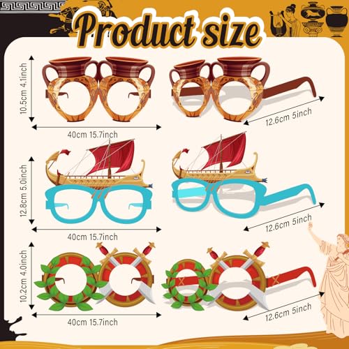 36 Pcs Greek Mythology Decor Ancient Greece Theme Eyeglasses Paper Glasses Frame Greece Photo Booth Props Greek Party Favors Toga Decorations for Greece God Birthday Party Supplies - style: Greek