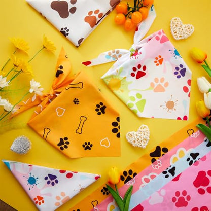 Abbylike 100 Pcs Paw Print Dog Bandanas Bulk Soft Triangle Kerchief Bibs Scarf Set for Pets Dogs Walking Photo Props Pets Shops Adoption Events Party Costume (31.5 x 21.7 x 21.7 Inch) - size: 31.5 X 21.7 X 21.7 Inch, style: Paw Print