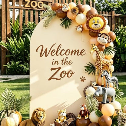Metal Arch Backdrop Stand and Cover Set (Beige, 7.2 ft), Wedding Arch Stand with Beige Cover for Baby Shower, Party, Birthday, Wedding, Bridal Shower - color: Beige, size: 7.2FT