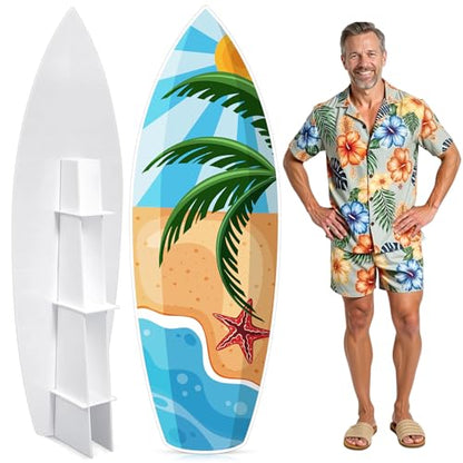 Yalikop 6 ft Surfboard Cardboard Cutout Stand up Photo Prop - Hawaiian Tropical Party Decorations Standee Surfboard Foam Board for Garden Yard Sign Decor Summer Beach Luau Photography Background - style: Summer