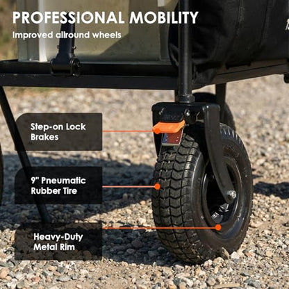 TARION Video Production Camera Cart - Foldable Photography Dolly with Inflatable Rubber Wheels and Wider Top Shelf - Heavy Duty Mobile Workstation with Storage Bins for Film Crew - Titanrig Cart Pro - style: Titanrig Cart - Pro