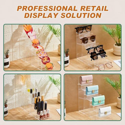 Kathfly 2 Pack 8-Tier Acrylic Wallet Display Stand Clear Purse & Handbag Organizer Riser Shelf for Perfume, Sunglasses, Cosmetics, Jewelry Vendor Display for Craft Fairs, Retail - size: 8-tier