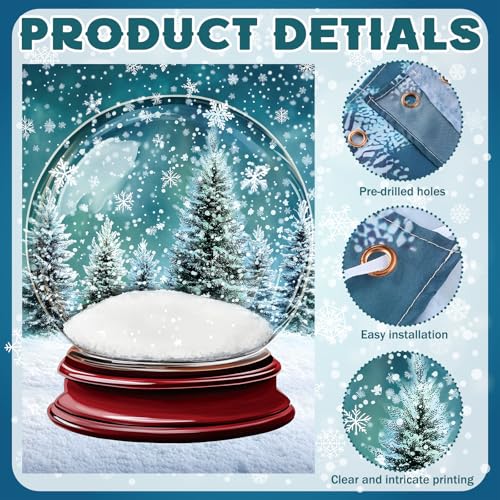 Mindsoft 7 x 5ft Winter Snow Globe Backdrop Snowflake Wall Decor Banner Winter Photography Background Wonderland Snow Crystal Ball Floor Background for Party Photoshoot Studio Booth Props