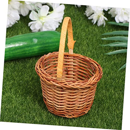 Alipis 1pc Mini Handwoven Decorative Basket Light Brown Easter Activity Prop Desktop Decoration for Home School for Events and Photo Styling - size: 8.00X8.00X5.00CM