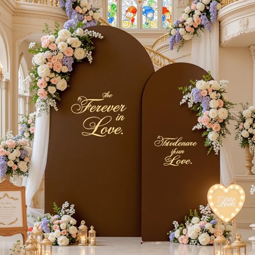 Wedding Arch Backdrop Cover, 6.6FT Green Brown Arch Cover Stretchy Backdrops, Double-Sided Arch Stand Covers for Wedding Ceremony, Baby Shower, Birthday Party Decoration - color: Green+Brown, size: 6.6ft