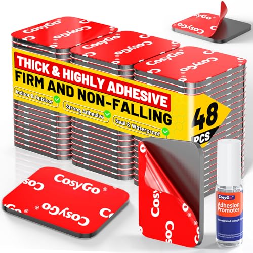 Double Sided Sticky Pads, Heavy Duty Adhesive Squares Waterproof Heat Resistant, Strong Hold Mounting Tape for Crafts Photos Car Home Decor Outdoor Use, 48 Pcs 1.18x1.38 Inch