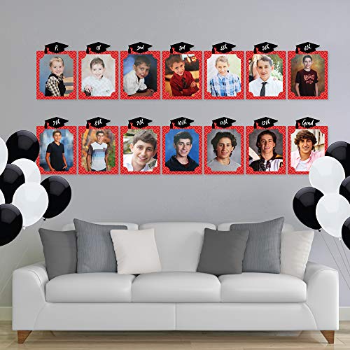 Big Dot of Happiness Red Grad K-12 School Photo Display Frame - 8x10 inch Graduation Memory Wall, Professional Photo Holder Set, DIY Graduation Party Decorations, Picture Display Board - color: Red Grad - Picturific Display
