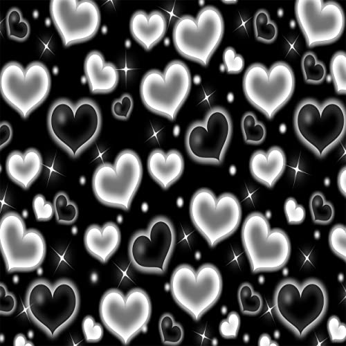 8x8ft Black Heart Backdrop 90s Backdrops for Photoshoot Valentines Decor Banner Birthday Props X-14 - color: Black, size: 8x8ft