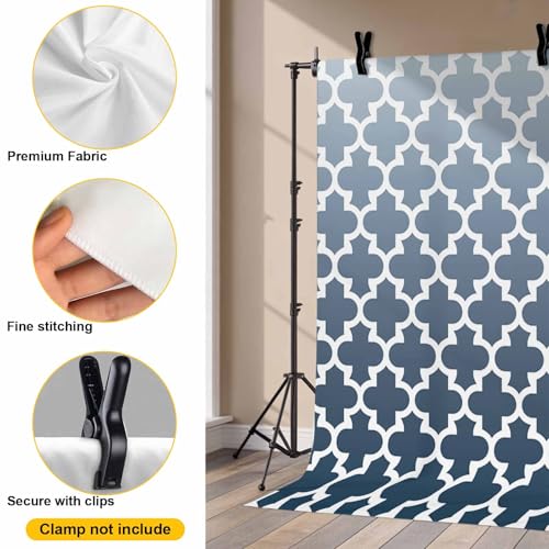 Morocco Trellis Backdrop for Photography, Abstract Geometric Blue Grey Ombre Photo Backdrop Portrait Background Party Banner Photo Backgrounds for Studio Booth Props, 7x5ft - color: Black, size: 7x5FT