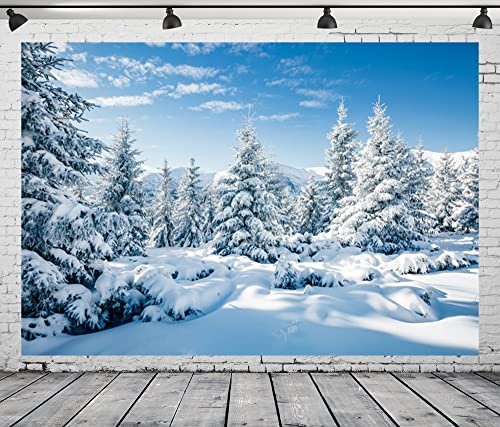 BELECO 10x6.5 ft Fabric Winter Landscape Backdrop Snowfall White Spruces Wintry Scene Alps Photography Backdrop for Christmas New Year Event Party Decorations Celebration Background Photo Studio - size: 10x6.5FT