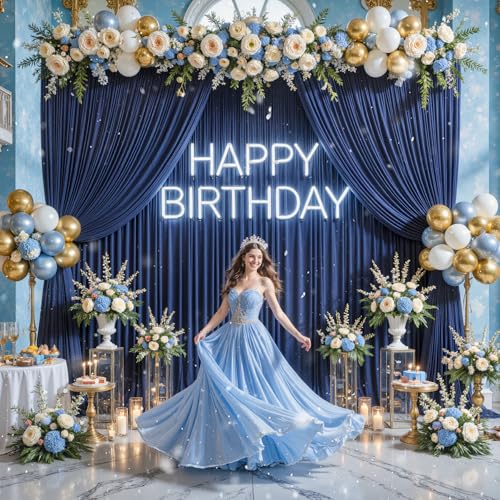 10ft x 8ft Photo Backdrop Curtains Navy Blue Wrinkle-Free Polyester Fabric Backdrop Drapes for Wedding Baby Shower Birthday Party Photography Background Decoration - color: Navy Blue, size: 5'(W) x 8'(H), 2 Panels